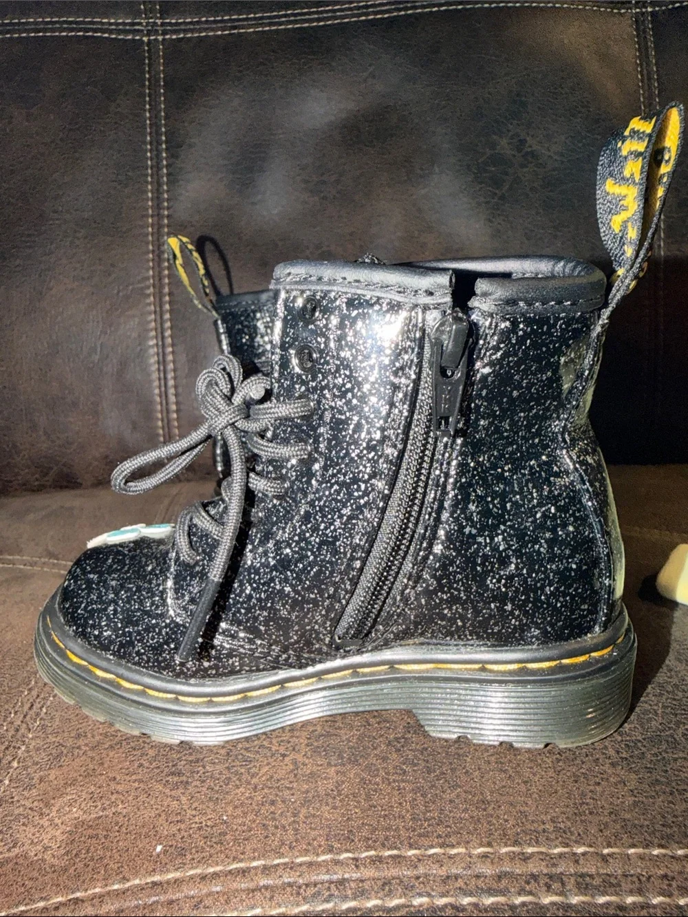 NWOT Dr. Martens Black Boots With Flowers